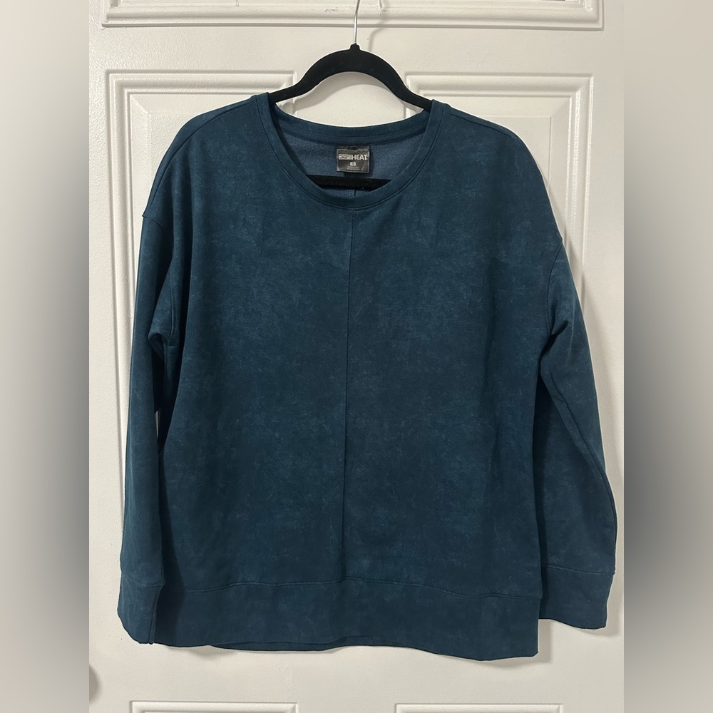 32 Degrees Heat Womens Fleece Shirt S Small Mottled Blue Long Sleeve Sweatshirt